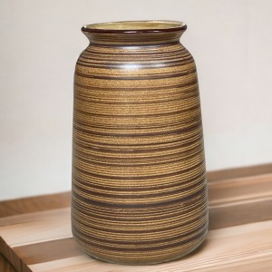 Lọ hoa nâu mộc Bát Tràng trang trí decor dáng giỏ cua cao 24cm